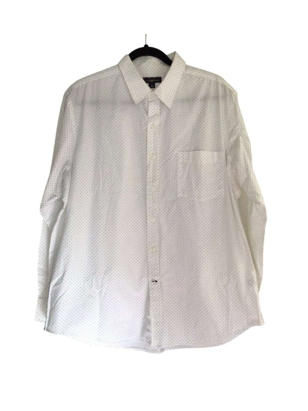 CLUB ROOM-MENS LONG SLEEVE BUTTON DOWN POLKA DOT WHOTE/BLACK SHIRT SIZE X-LARGE